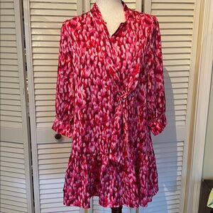 Fate Red Patterned Long Sleeve Dress
